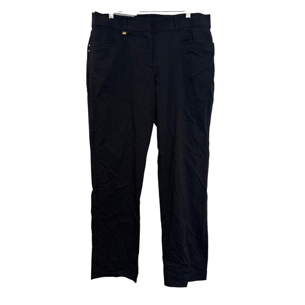 JM Collection Slim Leg Comfort Waistband Pants Women Size 16 Black Rayon Blend